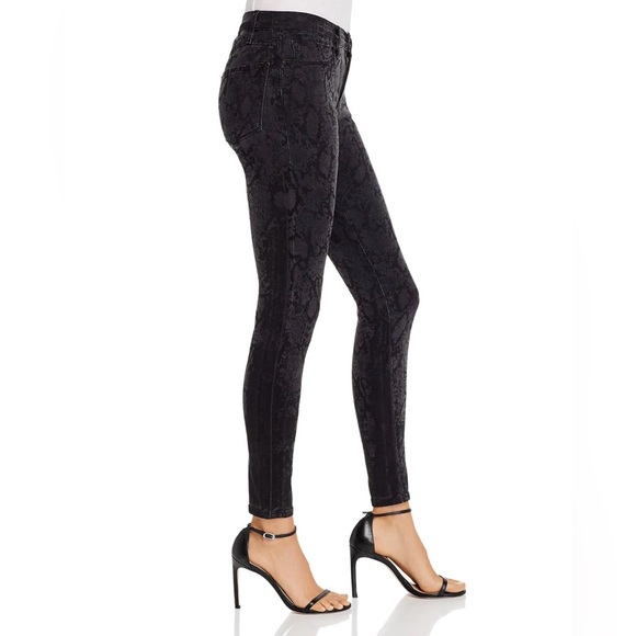 FRAME Denim Dark Grey/Black Le Skinny de Jeanne Mid Rise Crop Python Print Jeans - Picture 4 of 12